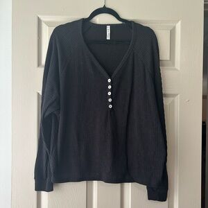 MTS Black V-Neck Buttoned Sweater